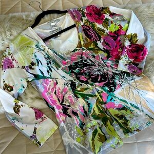 Alberto Makali (Nordstrom) 2pc Embellished Floral knit sweater set - Sz Med